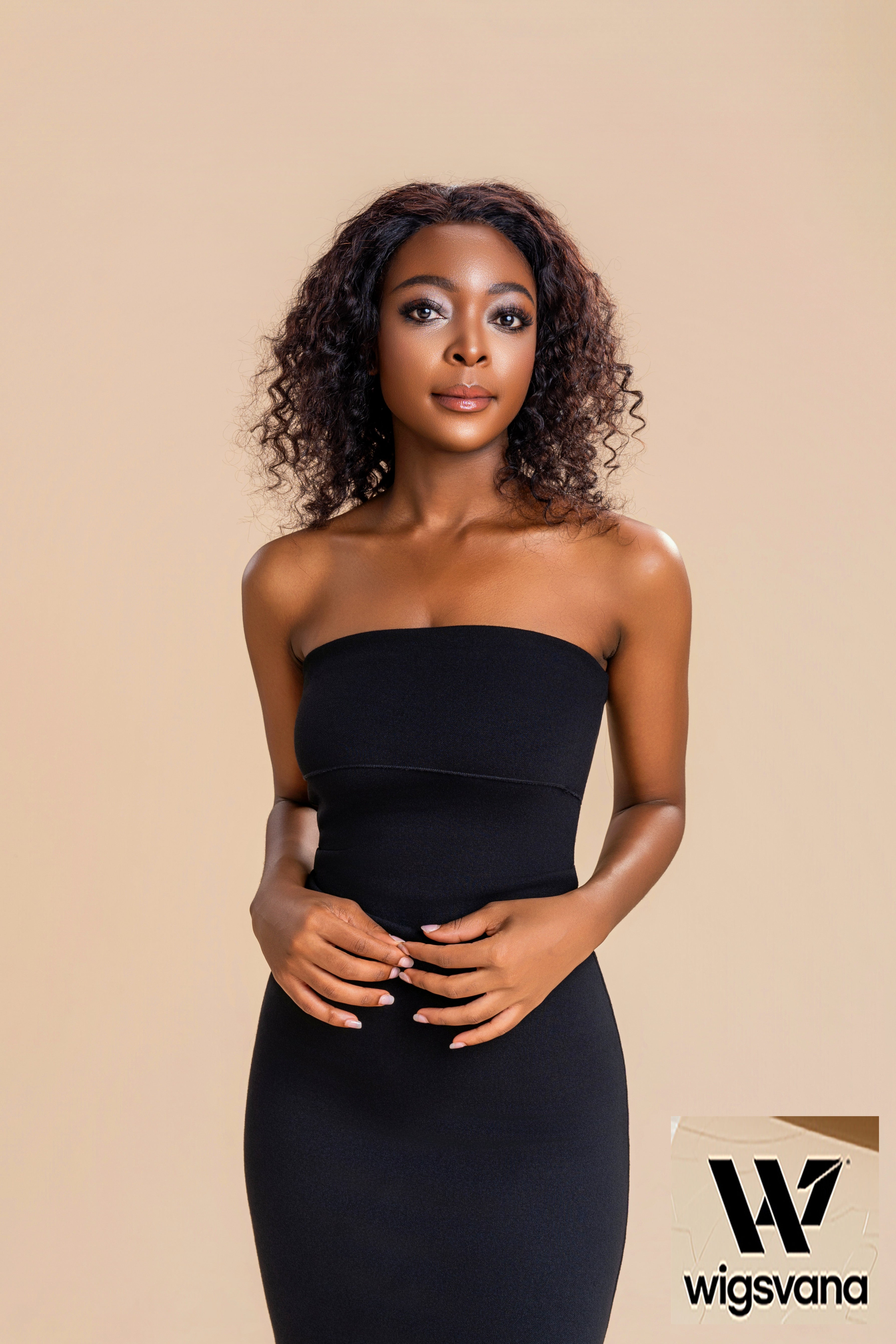 Wigsvana 100% Real Human Hair Front Lace Wig with Curly Waves (13*4)