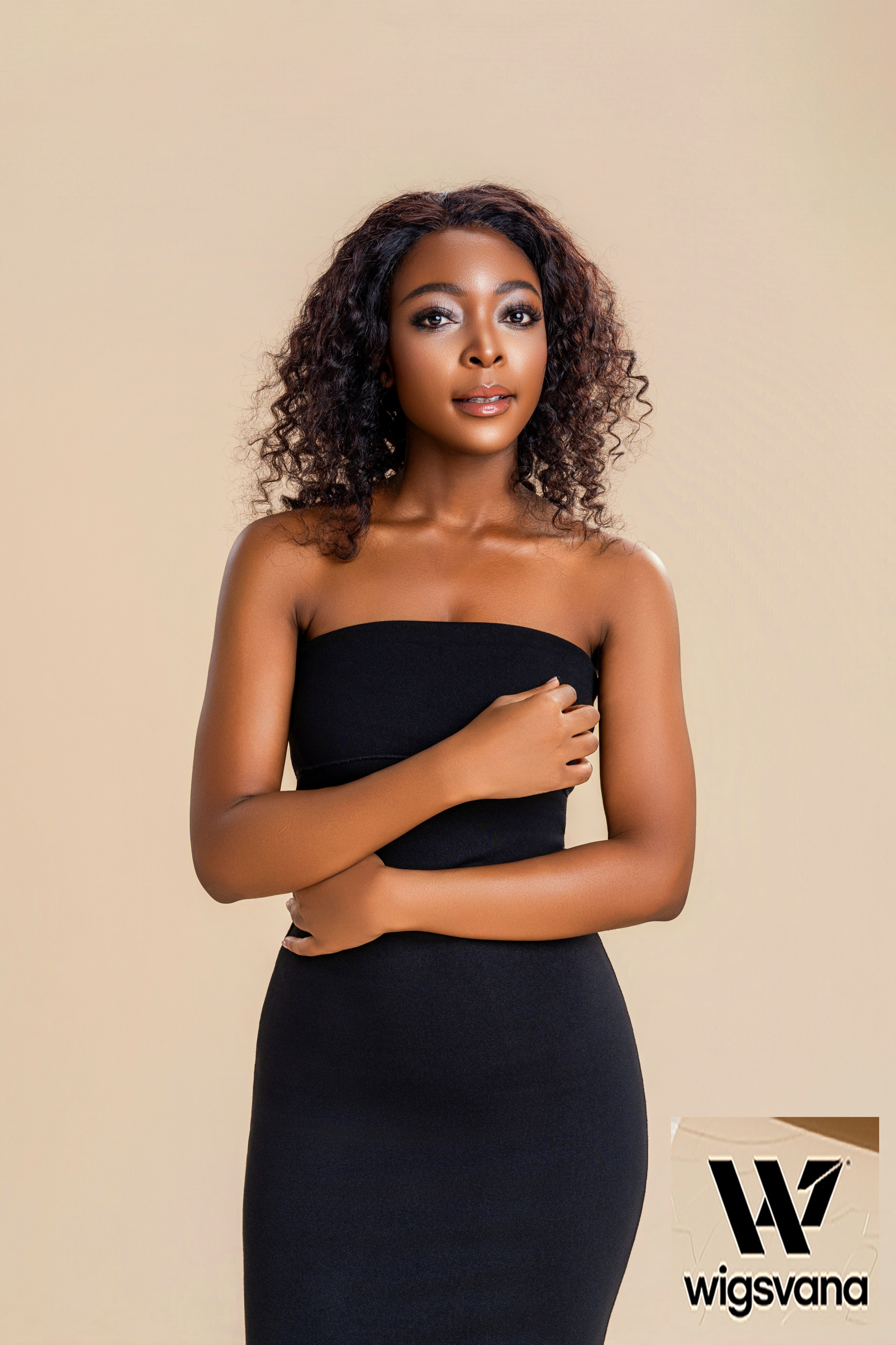 Wigsvana 100% Real Human Hair Front Lace Wig with Curly Waves (13*4)