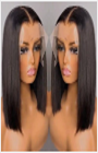 13*4 Front Lace Bobo Real Human Hair Wig Head Cover