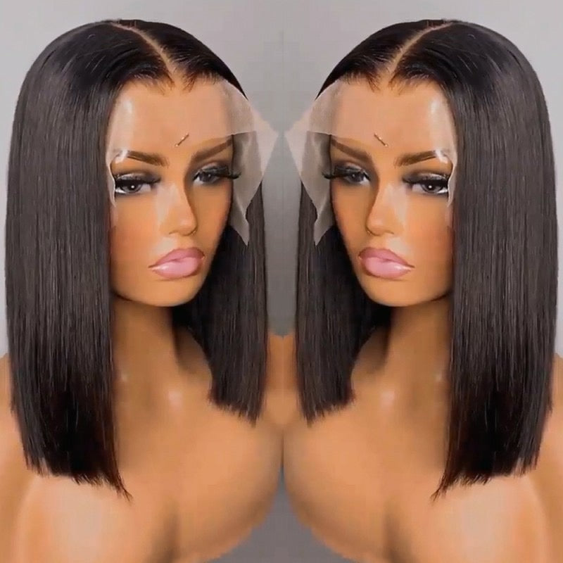 Wigsvana 13*4 Front Lace Bobo Real Human Hair Wig Head Cover